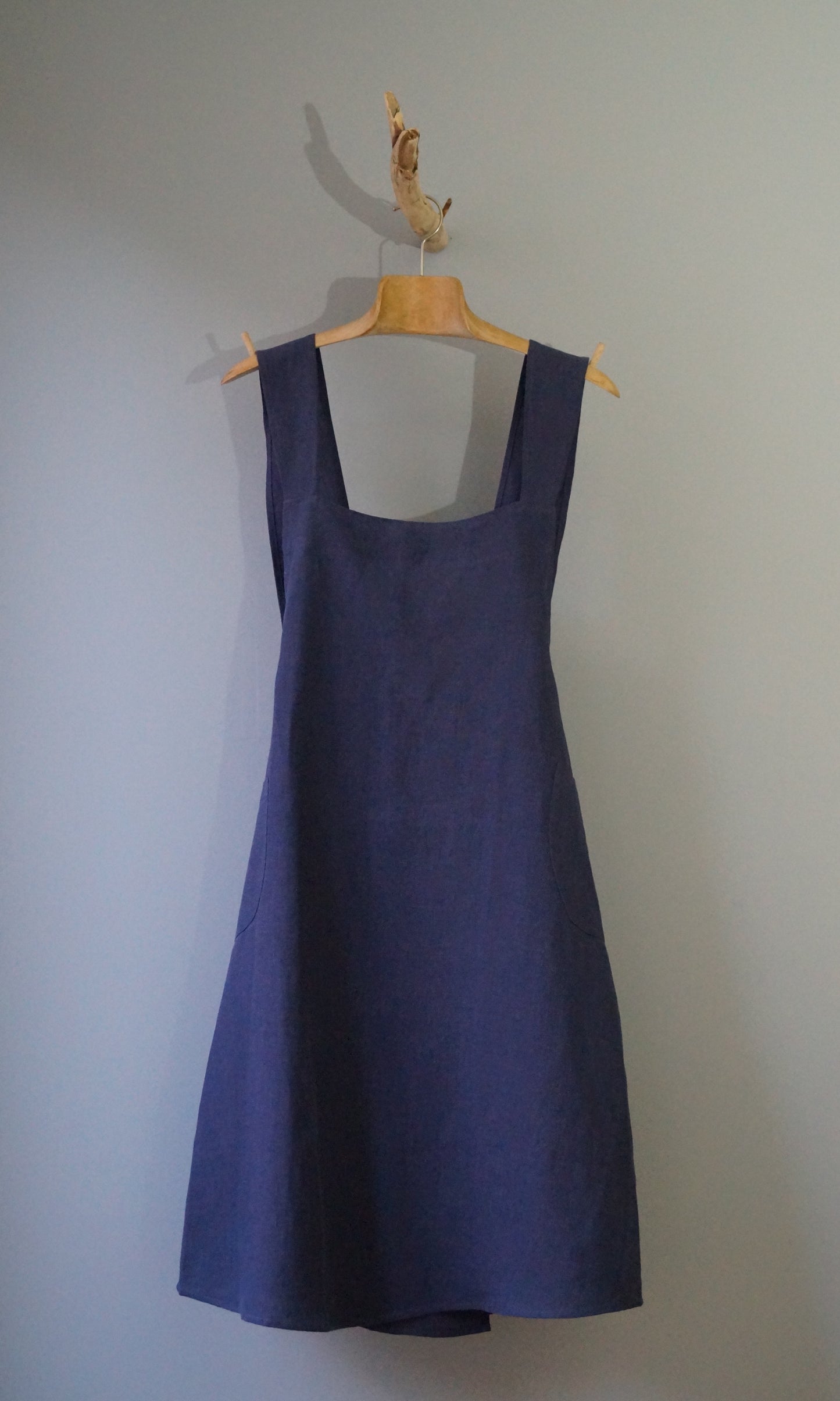 Linnen Japanse schort in het kleur "blue jeans”